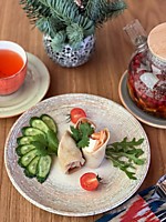 Блин с лососем и сыром 1шт.